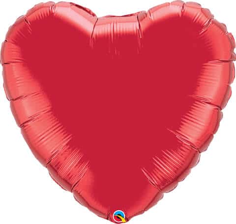 36" / 91cm Solid Colour Heart Ruby Red Qualatex #12657