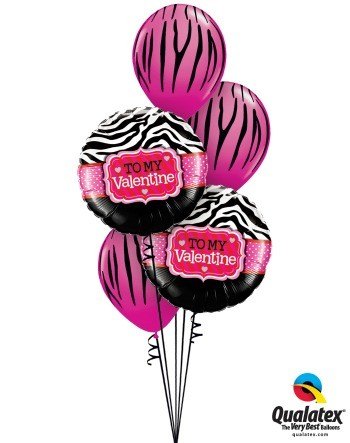 Bukiet 123 To My Valentine Zebra Stripes Qualatex #34079-2 12584-3