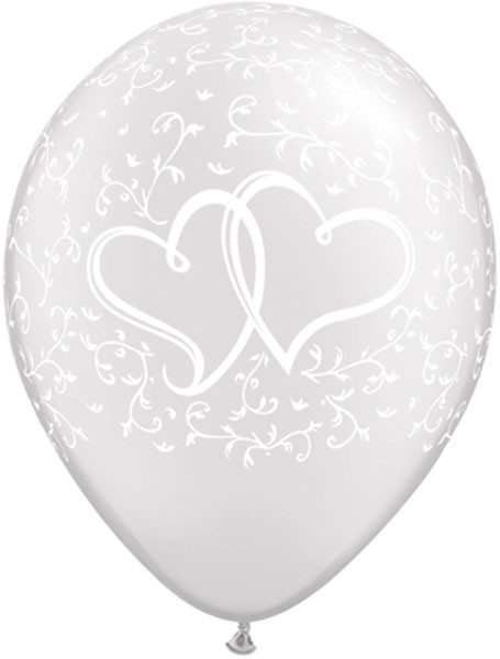 11" / 28cm 25ct / 25szt Entwined Hearts - Pearl White Qualatex #31497