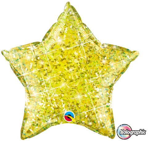 20" / 51cm Holographic Solid Colour Star Jewel Yellow Qualatex #41292