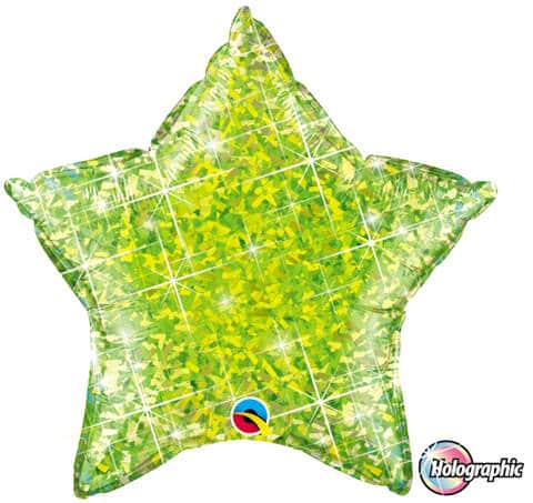 20" / 51cm Holographic Solid Colour Star Jewel Lime Qualatex #41300