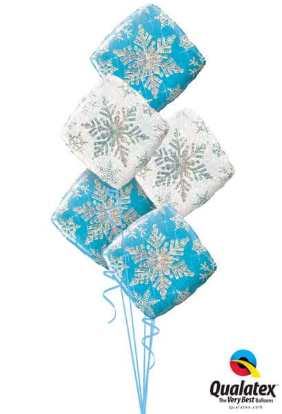 Bukiet 466# - 18″ / 46cm Snowflake Sparkles Blue Qualatex #40089_3, 40091_2