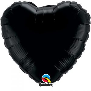 18″ / 46cm Solid Colour Heart Onyx Black Qualatex #12888