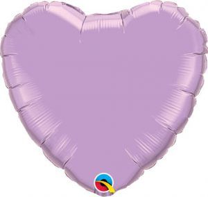 18″ / 46cm Solid Colour Heart Pearl Lavender Qualatex #99348