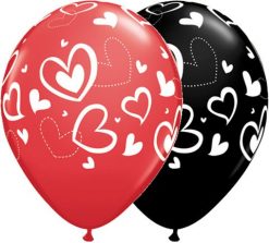 11" / 28cm Mix & Match Hearts Red & Black Qualatex #11123-1