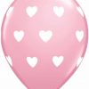 11" / 28cm 6szt Big Hearts Pink Qualatex #18078