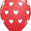 11" / 28cm 6szt Big Hearts Red Qualatex #18079