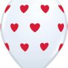 11" / 28cm 6szt Big Hearts White Qualatex #18080