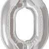 34" / 86cm Number Zero Silver Qualatex #30392