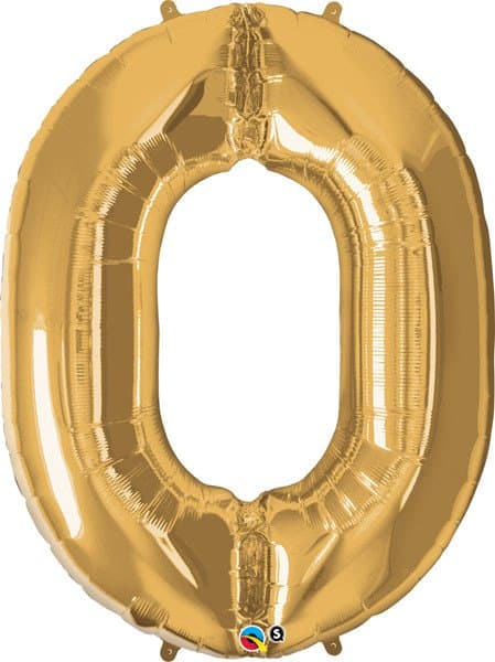 34" / 86cm Number Zero Metallic Gold Qualatex #30469