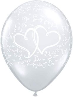 11" / 28cm Entwined Hearts Diamond Clear Qualatex #37200-1