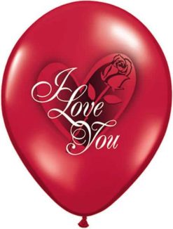 11" / 28cm 6szt I Love You Red Rose Ruby Red Qualatex #23400