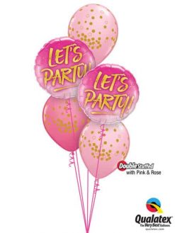 Bukiet 632 Pink & Rose "Let's Party!" Qualatex #57301-2 56844-3 43766-2 43791