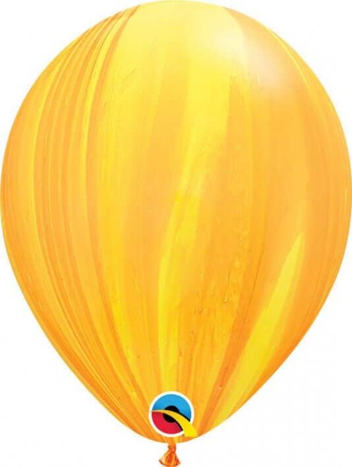 11 28cm SuperAgate Yellow Orange Rainbow Qualatex #91541-1