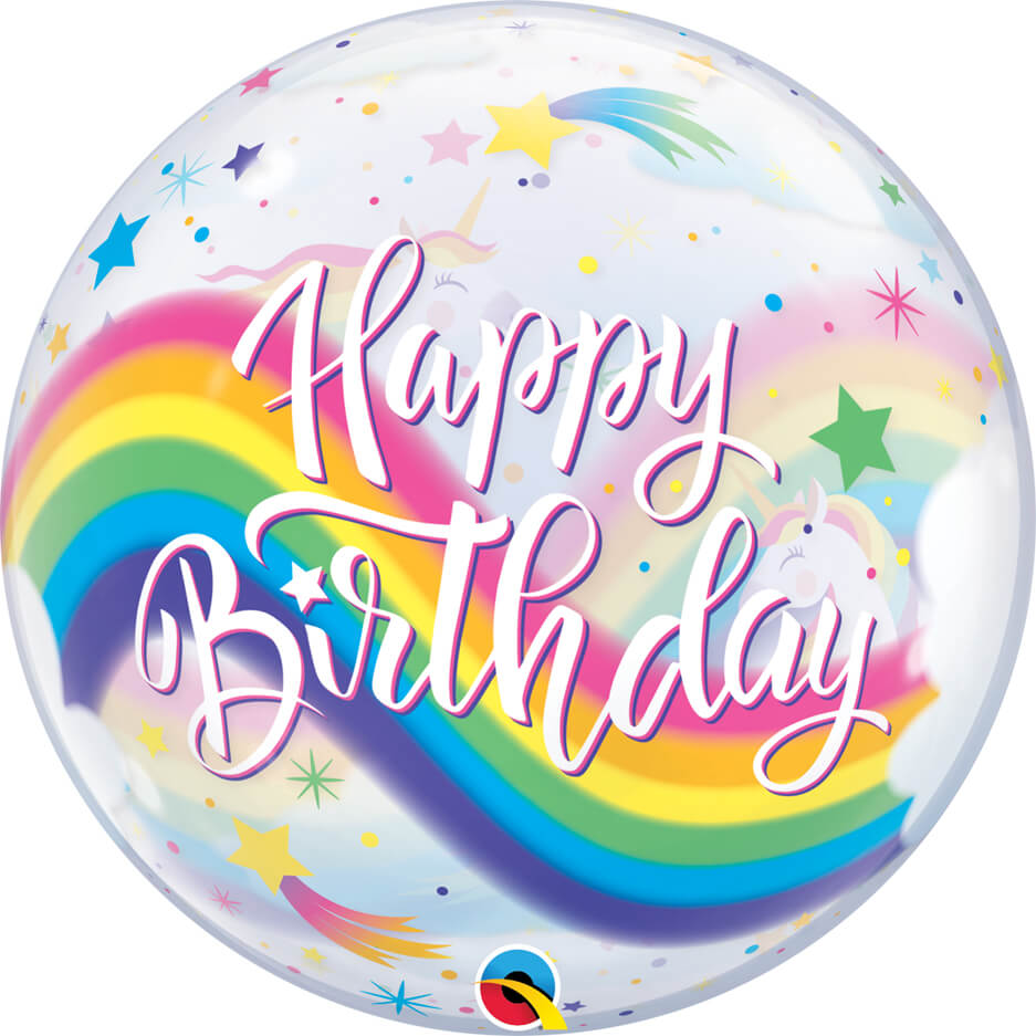 22" / 56cm Birthday Rainbow Unicorns Qualatex #87744