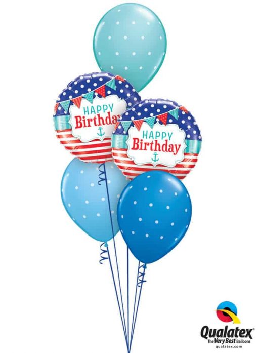 Bukiet 770 Happy Nautical Birthday Qualatex #49178-2 18466-3