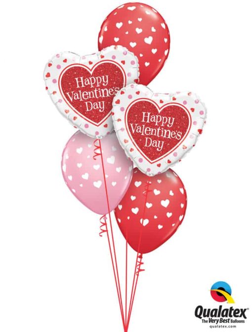 Bukiet 782 "Happy Valentine's Day" Hearts Abounding Qualatex #78535-2 85713-3