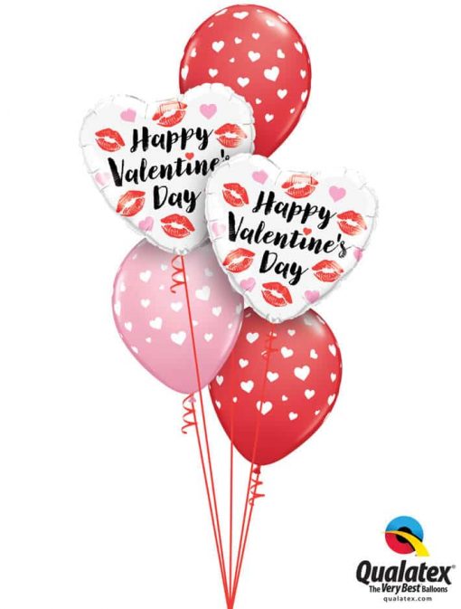 Bukiet 783 "Happy Valentine's Day" Hearts & Kisses Qualatex #78547-2 85713-3