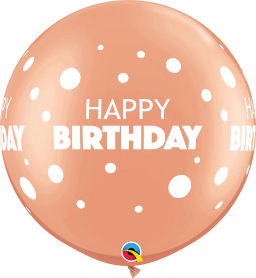 3' / 91cm Birthday Big & Little Dots Asst of Gold, Rose Gold Qualatex #13247-1