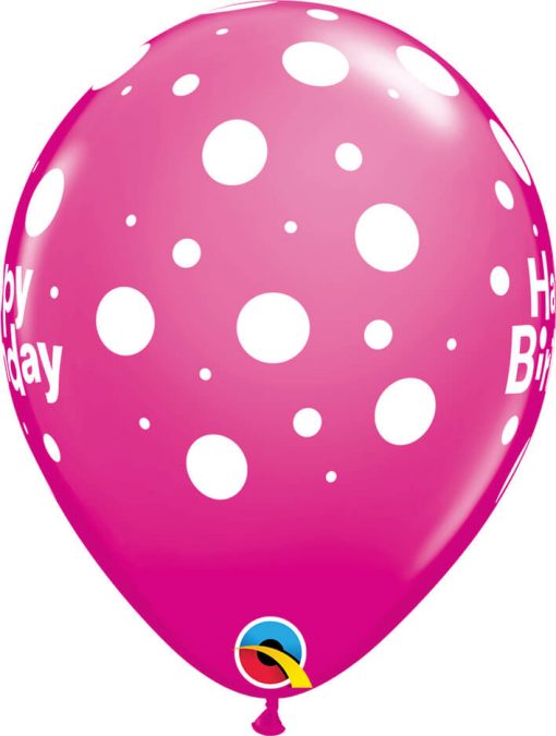 11" / 28cm 6szt Birthday Big Polka Dots Retail Asst Qualatex #17919