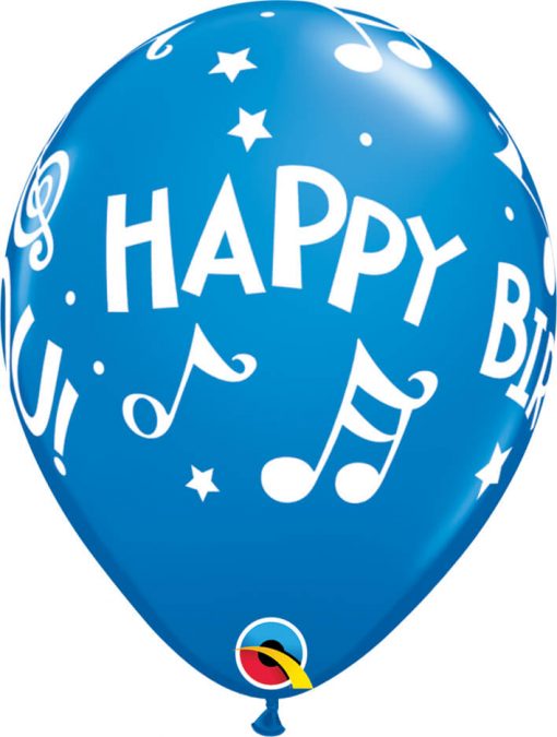 11" / 28cm Happy Birthday To You - Music Notes Carnival Asst Qualatex #18461-1