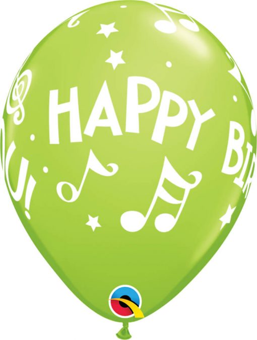 11" / 28cm Happy Birthday To You - Music Notes Carnival Asst Qualatex #18461-1