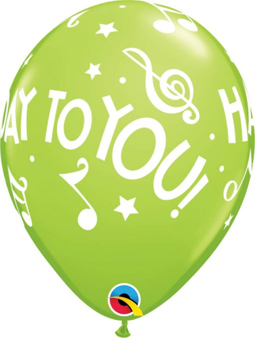 11" / 28cm Happy Birthday To You - Music Notes Carnival Asst Qualatex #18461-1