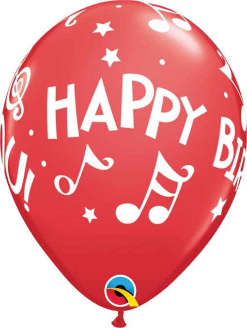 11" / 28cm Happy Birthday To You - Music Notes Carnival Asst Qualatex #18461-1