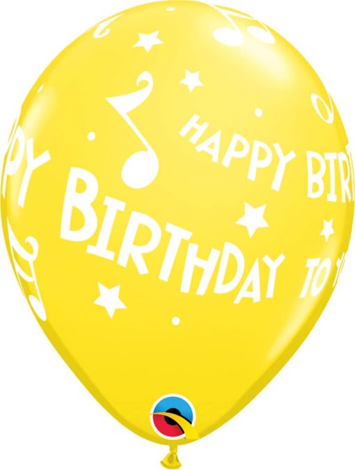 11" / 28cm Happy Birthday To You - Music Notes Carnival Asst Qualatex #18461-1