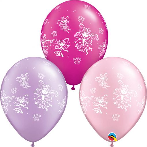 11" / 28cm Fairies & Butterflies Asst of Pearl Lavender, Pearl Magenta, Pearl Pink Qualatex #21573-1