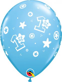 11" / 28cm 1st Birthday Circle Stars - Boy Pale Blue Qualatex #41186-1