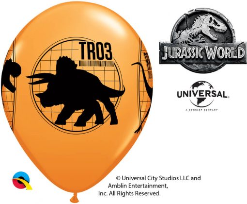 11" / 28cm 6szt Jurassic World: Fallen Kingdom Asst of Red, Yellow, Orange Qualatex #83919