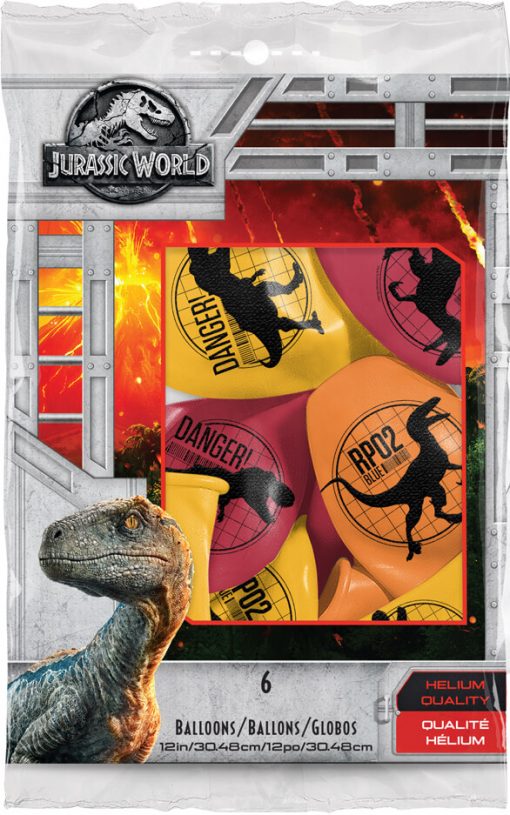 11" / 28cm 6szt Jurassic World: Fallen Kingdom Asst of Red, Yellow, Orange Qualatex #83919