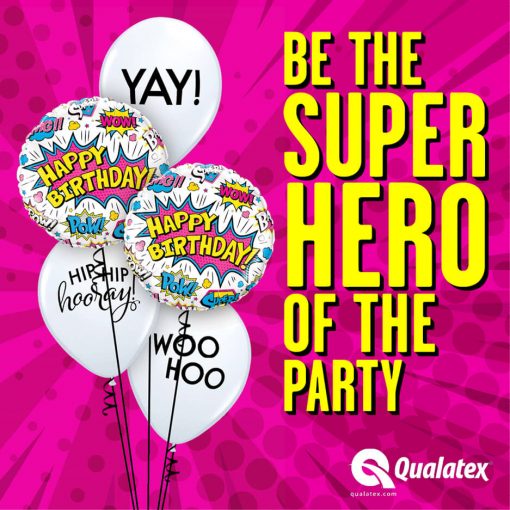 18″ / 46cm Birthday Super Hero White Qualatex #88128