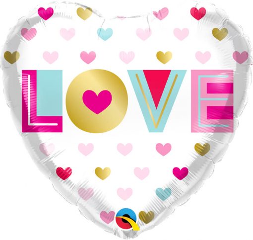 18″ / 46cm Love Metallic Hearts Qualatex #97188