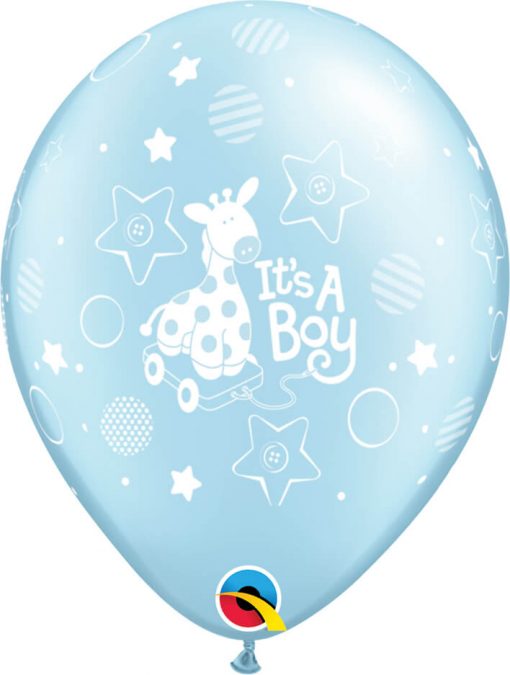 11" / 28cm It's A Boy Soft Giraffe Pearl Light Blue Qualatex #14514-1