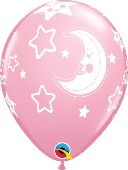 11" / 28cm 6szt Baby Shower Moon & Stars Pastel Asst Qualatex #17783