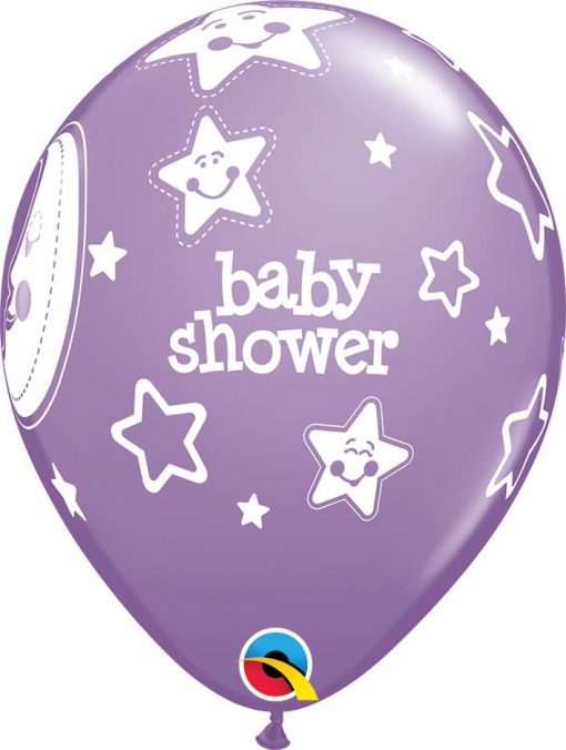 11" / 28cm 6szt Baby Shower Moon & Stars Pastel Asst Qualatex #17783