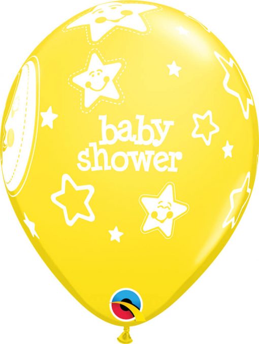 11" / 28cm 6szt Baby Shower Moon & Stars Pastel Asst Qualatex #17783