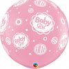 3' / 91cm Baby Boy Dots-A-Round Pink Qualatex #18510-1