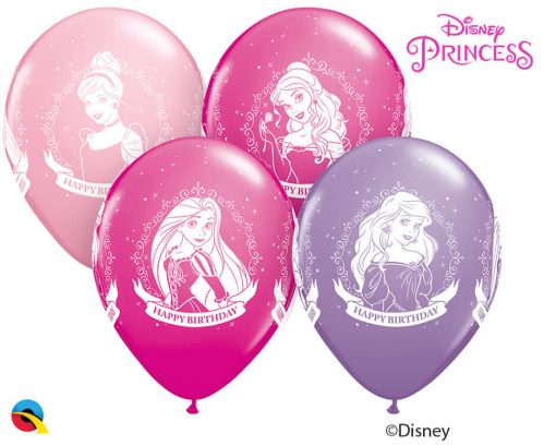 11" / 28cm Disney Princess Birthday Asst of Wild Berry, Pink, Spring Lilac Qualatex #18684-1