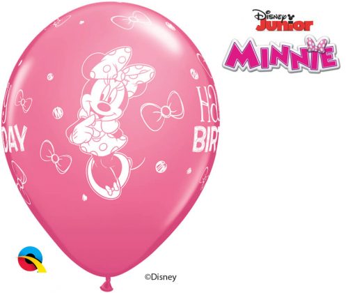 11" / 28cm Disney Minnie Mouse Birthday Asst of Wild Berry, Pink, Rose Qualatex #18686-1