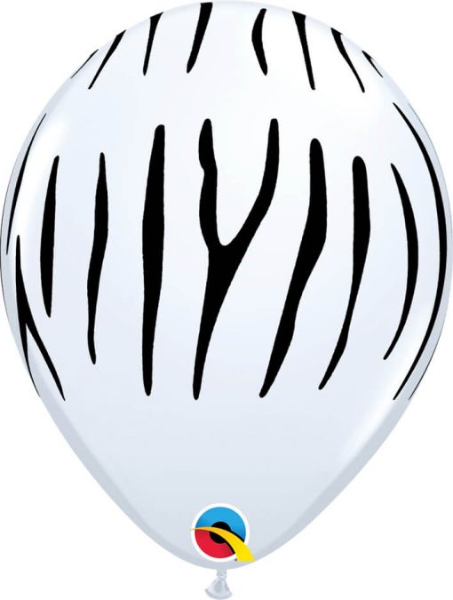 11" / 28cm Zebra Stripes White Qualatex #37044-1