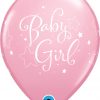 11" / 28cm 6szt Baby Girl Stars Pink Qualatex #43003