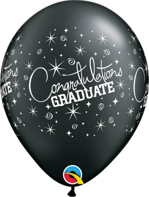 11" / 28cm 6szt Congratulations Graduate Onyx Black Qualatex #43151