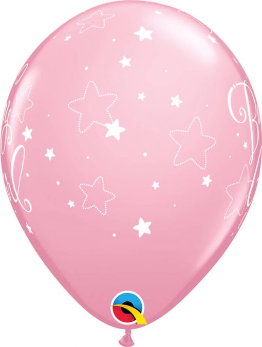 11" / 28cm Baby Girl Stars Asst of Wild Berry, Pink Qualatex #51814-1