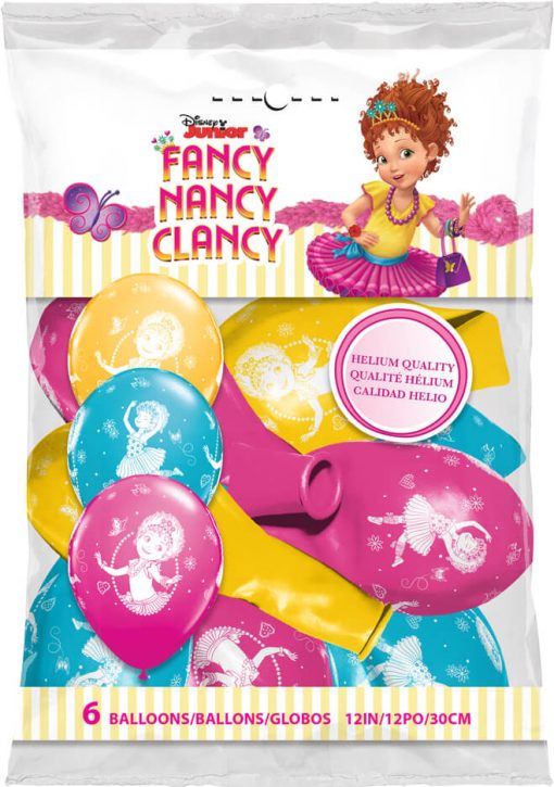 12" / 30cm 6szt Disney Fancy Nancy Clancy Asst of Wild Berry, Tropical Teal, Goldenrod Qualatex #89234