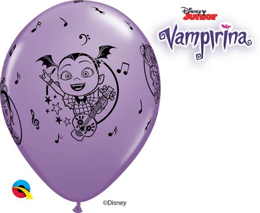 12" / 30cm 6szt Disney Vampirina Asst of Wild Berry, Lime Green, Spring Lilac Qualatex #90151