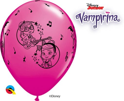 12" / 30cm 6szt Disney Vampirina Asst of Wild Berry, Lime Green, Spring Lilac Qualatex #90151