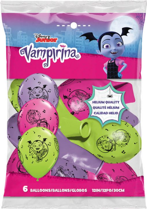 12" / 30cm 6szt Disney Vampirina Asst of Wild Berry, Lime Green, Spring Lilac Qualatex #90151